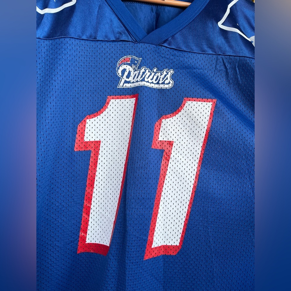 Vintage Champion Drew Bledsoe New England Patriots Jersey 11 Blue NFL Football - Picture 3 of 11
